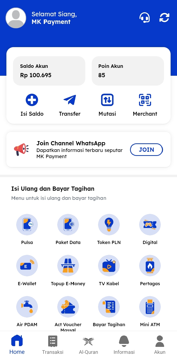 Tampilan Aplikasi MK Payment